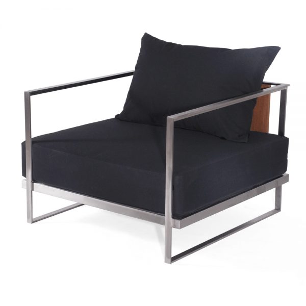 Jane Hamley Wells ABSORPTION_AS5051_A modern indoor outdoor lounge armchair teak stainless steel frame