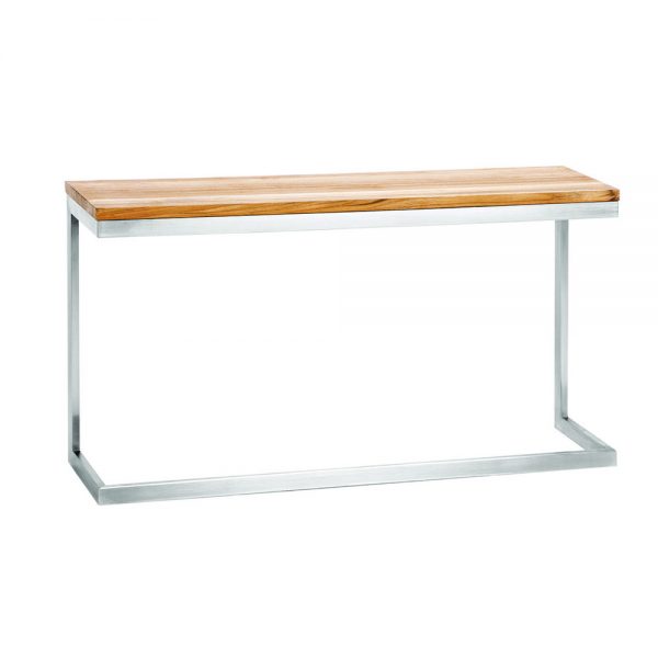 Jane Hamley Wells ABSORPTION_AS801-C_A modern indoor outdoor side table teak top stainless steel C-Frame