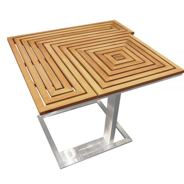 Jane Hamley Wells ARENA_AR8554_A modern outdoor side table teak top stainless steel