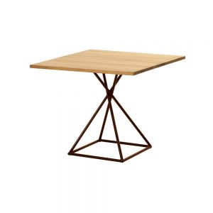 Jane Hamley Wells BB_BB8111_A modern indoor outdoor square dining table teak powder-coated bronze square base