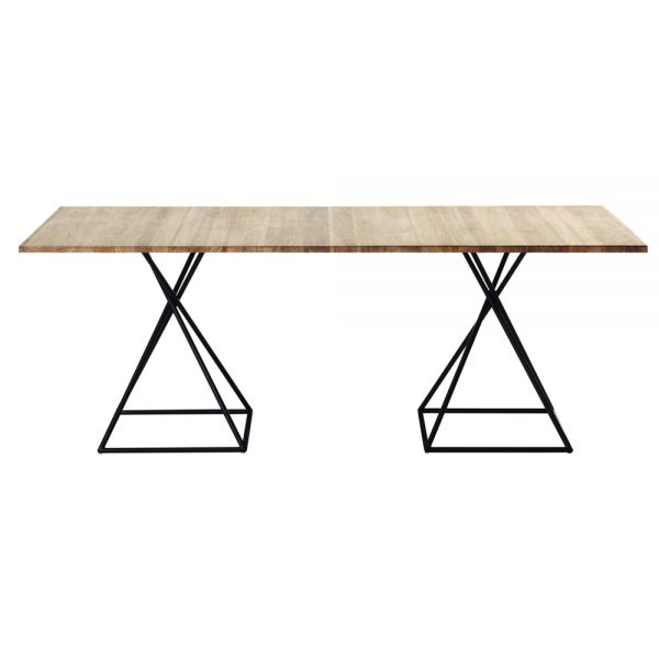 Jane Hamley Wells BB_BB8112_A modern indoor outdoor rectangle dining table teak powder-coated square base