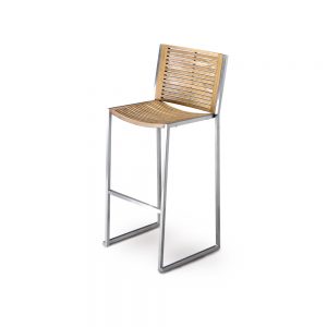 Jane Hamley Wells BEO_BO-9700_A modern outdoor stackable restaurant bar stool teak seat and back stainless steel frame