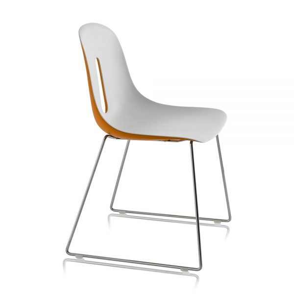 Jane Hamley Wells GOTHAM-SL_A modern café dining chair molded polyurethane seat on steel sled base