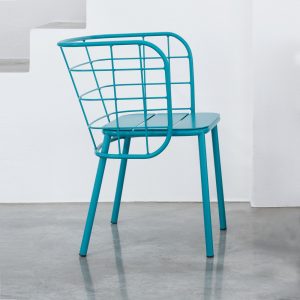 Jane Hamley Wells JULENE_JUJSP_A modern indoor outdoor dining armchair wire back with seat cushion powder-coated steel