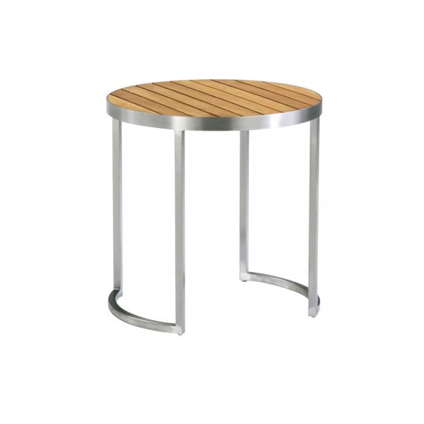 Jane Hamley Wells KURF_8707 luxury modern outdoor round side table teak stainless steel