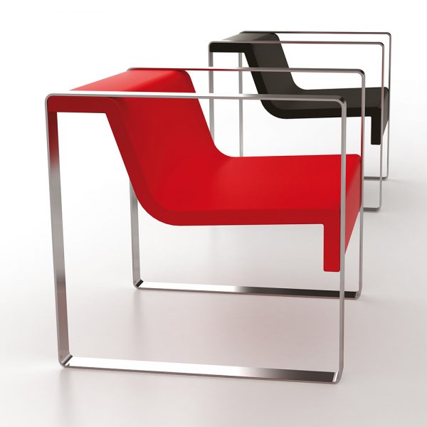 Jane Hamley Wells MEETINGPOINT_A modern commercial indoor outdoor accent park armchair fiberglass seat and back stainless steel frame