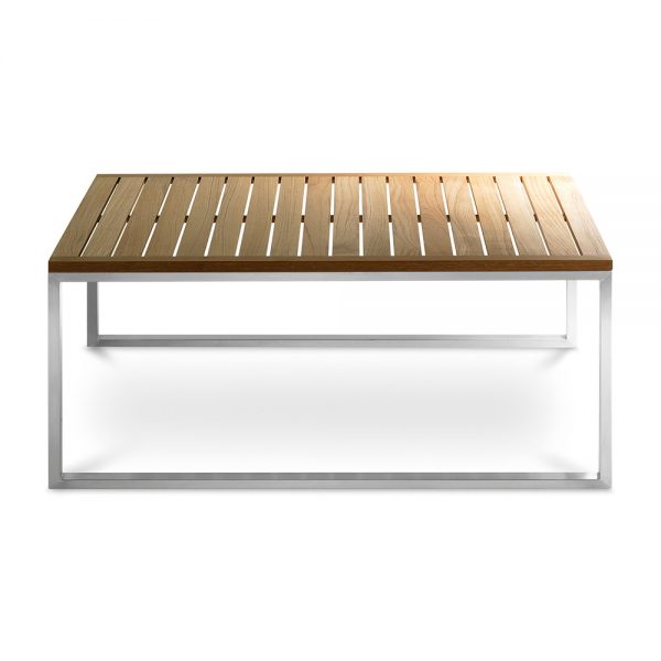 Jane Hamley Wells TAJI-TJ8002_A modern outdoor square coffee table teak top stainless steel legs