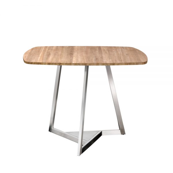 Jane Hamley Wells TRIZ_8101_A modern square dining table teak stainless steel legs