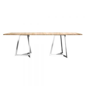 Jane Hamley Wells TRIZ_8102_A modern rectangle dining table teak stainless steel legs
