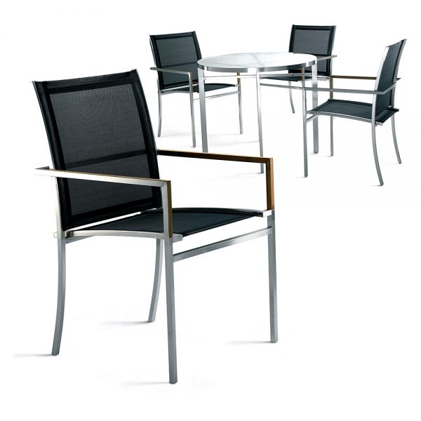 Jane Hamley Wells TT_TT9201_B modern outdoor stacking dining armchair mesh seat stainless steel frame