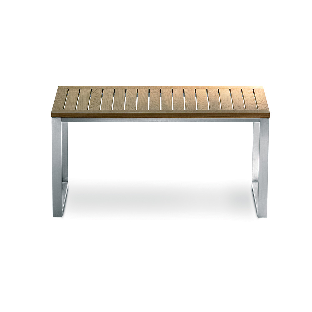 21673 Jane Hamley Wells TAJI_TJ3003C_A modern small indoor outdoor bench backless teak wood stainless steel frame.jpg