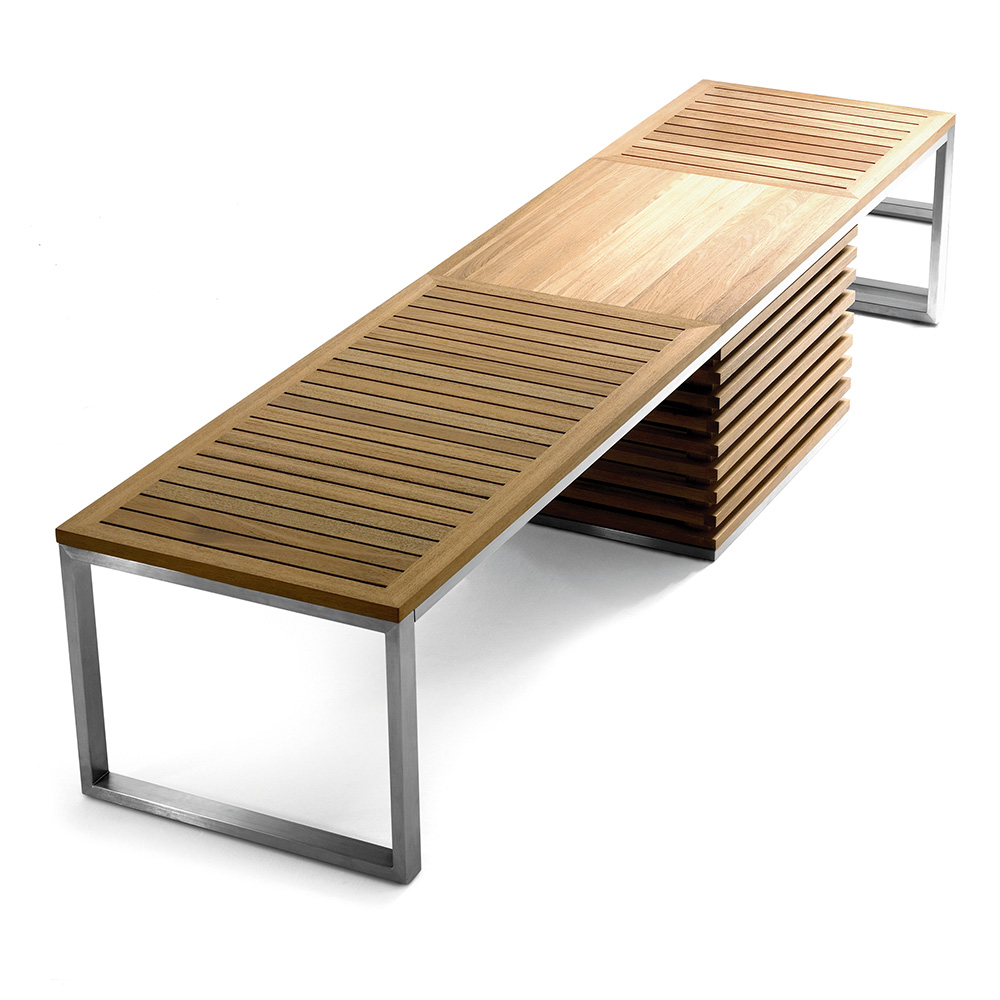 Jane Hamley Wells TAJI_TJ3004.L_A modern large indoor outdoor accent dining bench backless storage box teak stainless steel